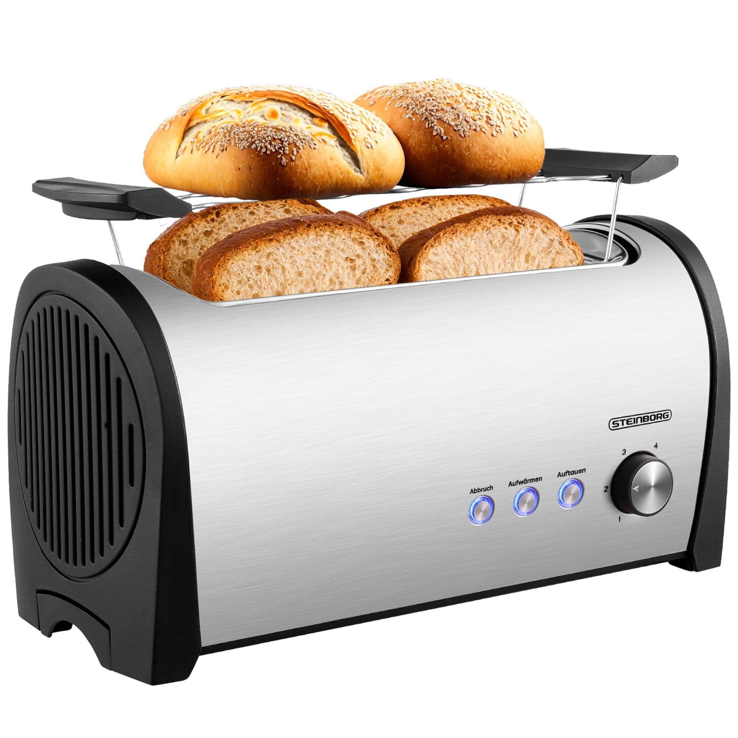 Toaster für 4 Scheiben mit Brötchenaufsatz
