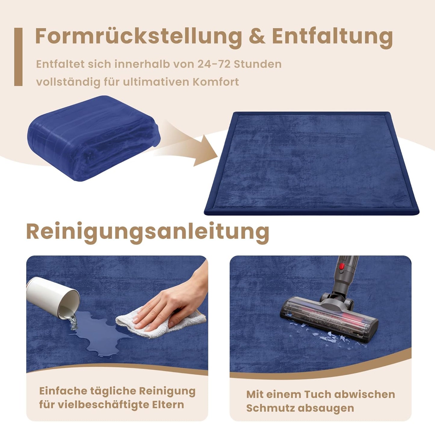 Krabbelmatte, Blau 180 x 200 x 3.5 cm