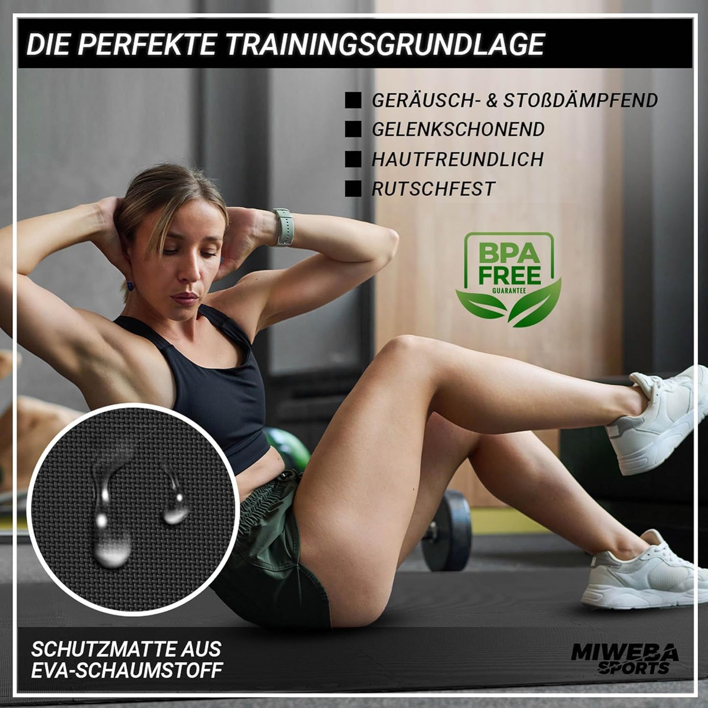 Bodenschutz- und Fitnessmatten-Set (8-teilig), Bs100 Anthrazit