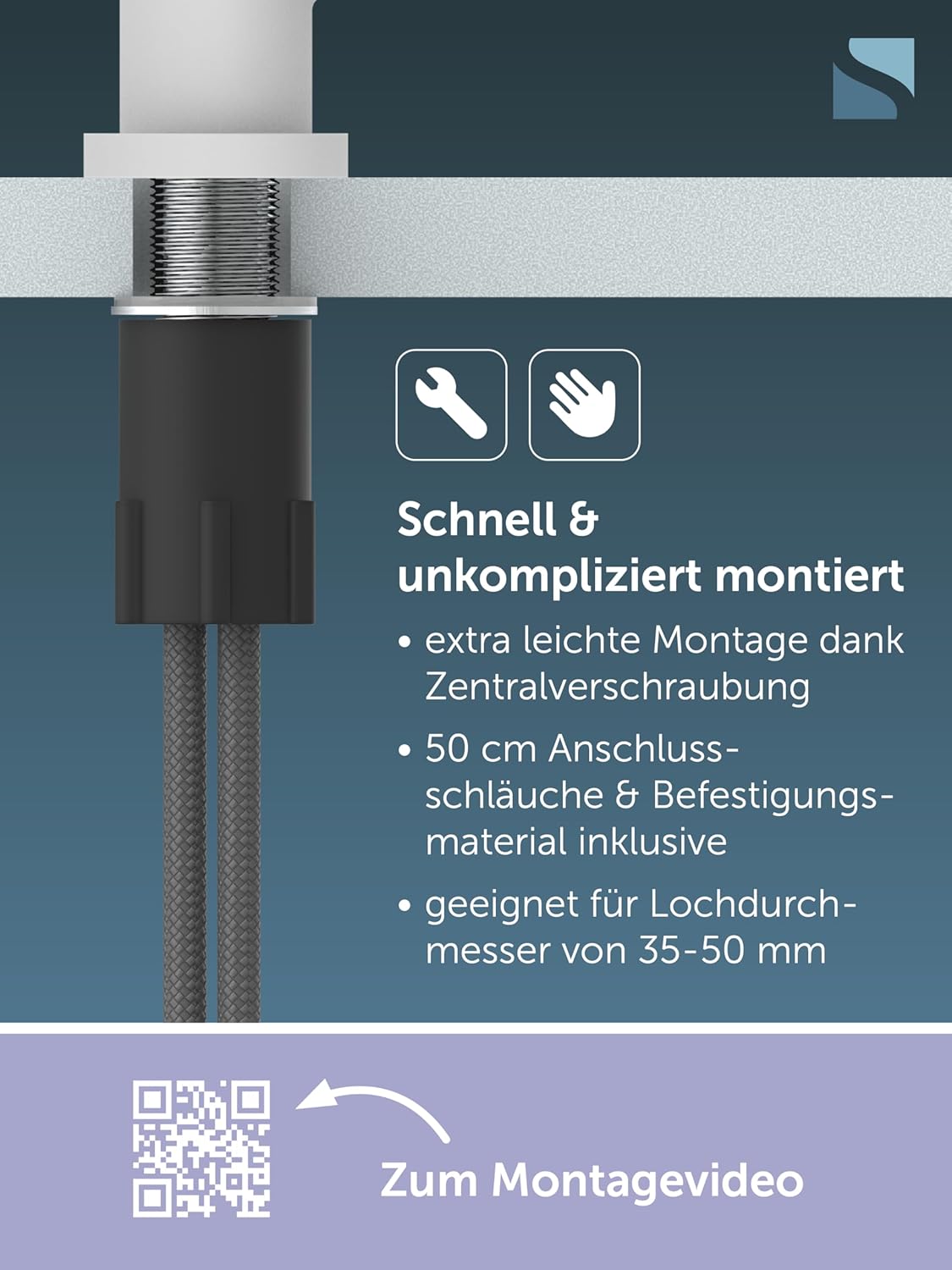 Küchenarmatur CORNWALL mit Einhebelmischer, Hochdruck Weiss