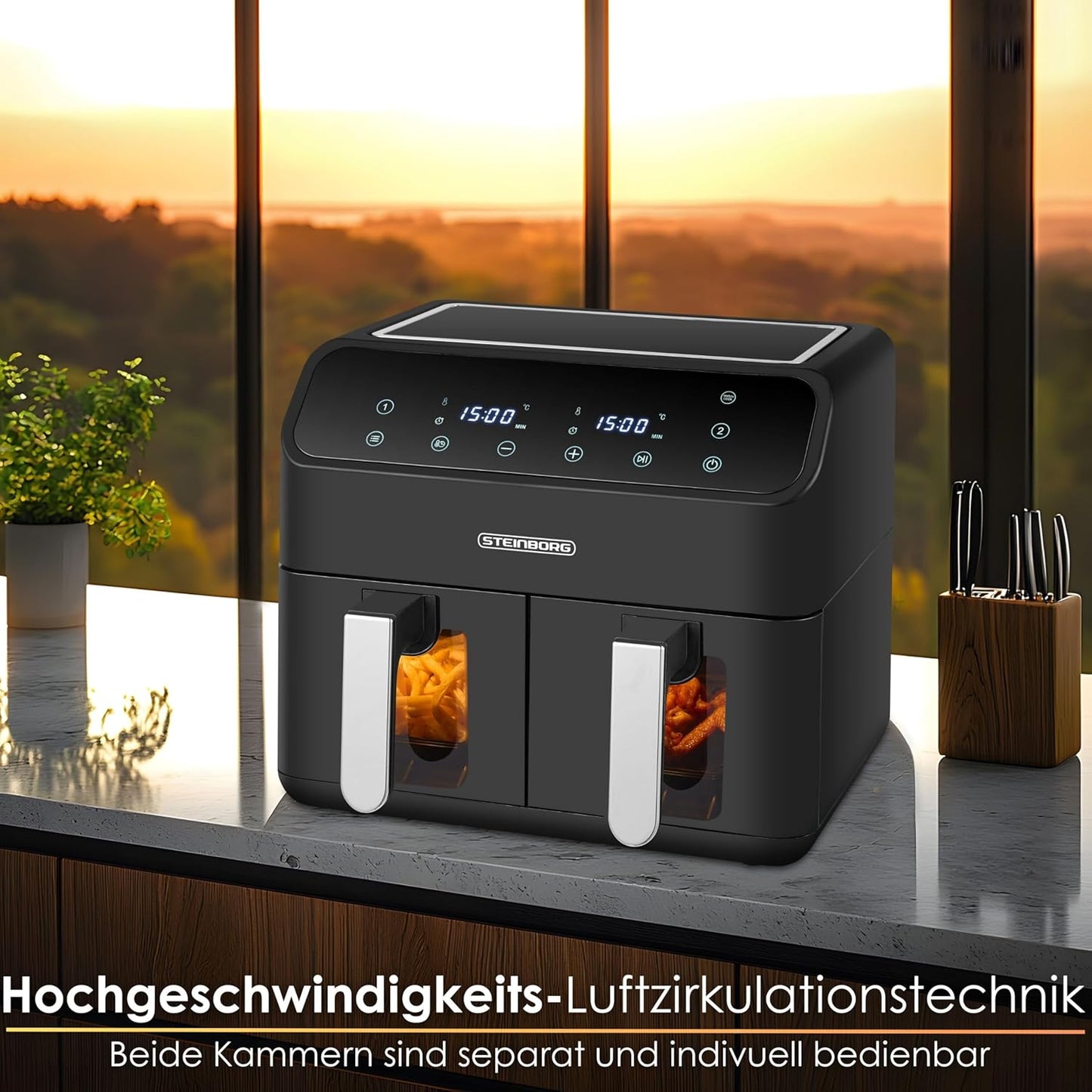 Heissluftfritteuse mit 2 Kammern