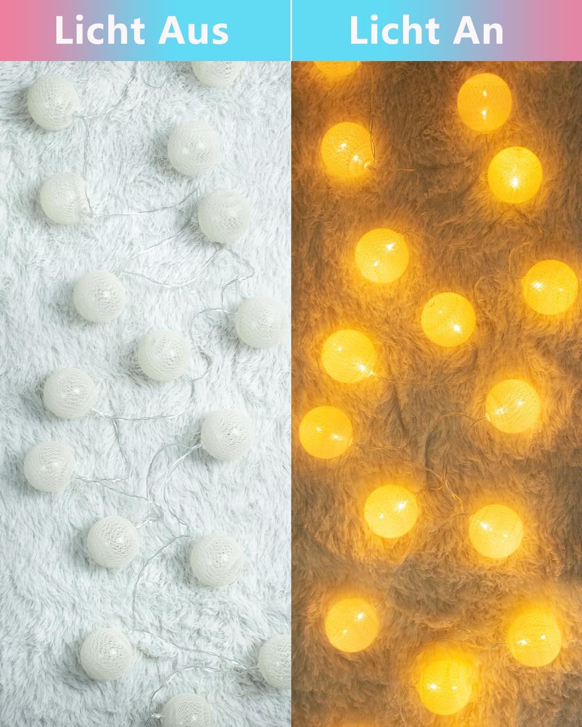 Lichterkette mit 20 LED-Lampions, EU-Version, EU Plug Weiss