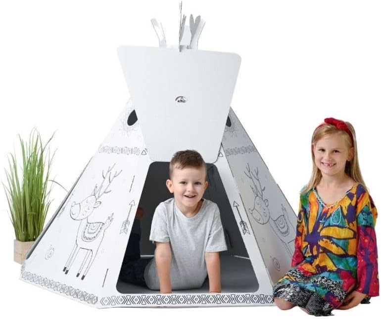 Spielzelt Tipi aus Pappe zum Bemalen und Spielen, Tipi Zelt 2