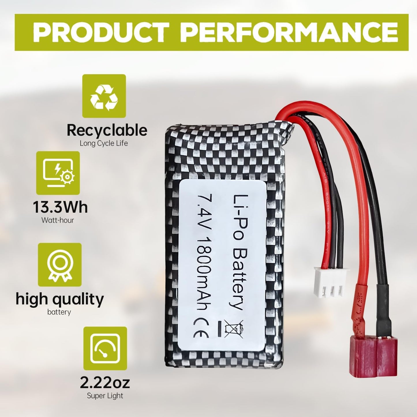 2-teiliges Lipoakku-Set 7.4V 1800mAh mit Ladegerät