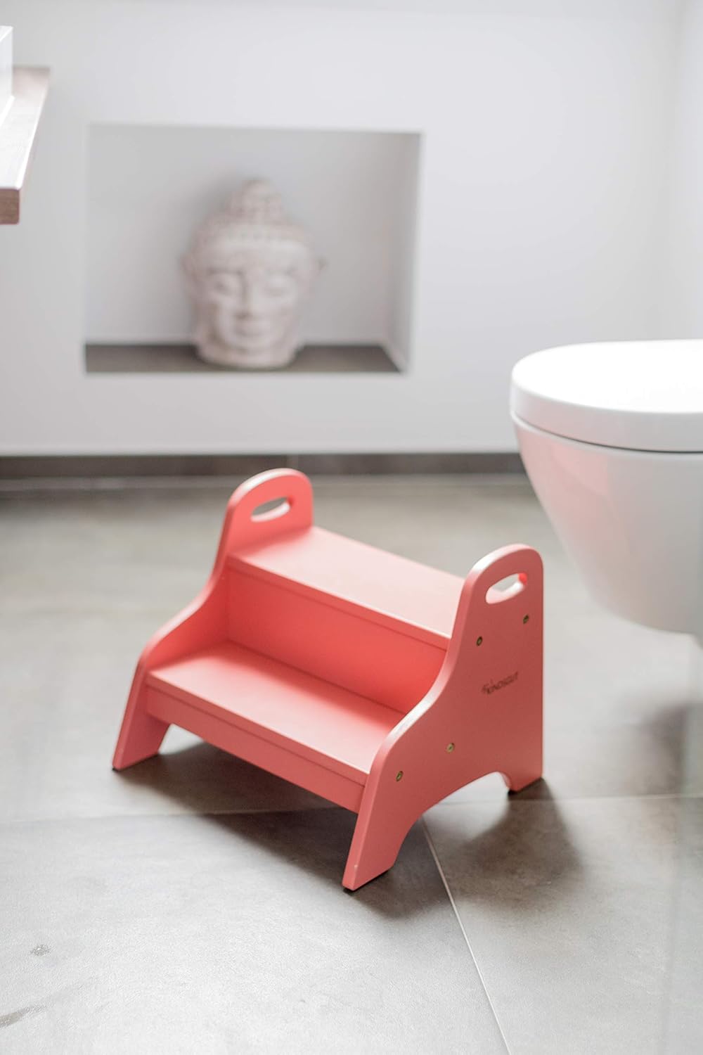 Holztritt-Hocker mit 2 Stufen für Kinder, Altrosa