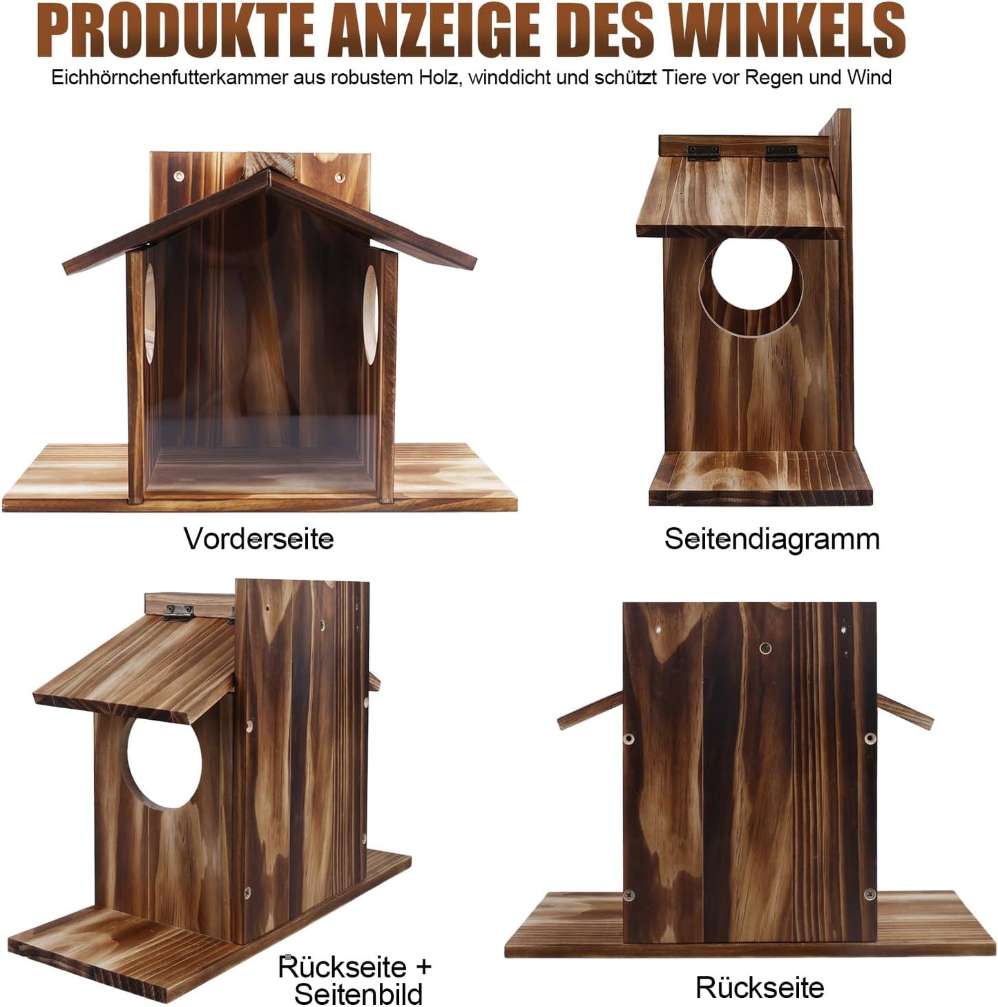 Wetterfestes Eichhörnchen-Futterhaus aus Holz