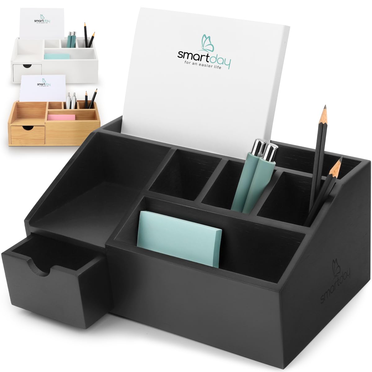 Schreibtisch-Organizer mit Schublade, Schwarz