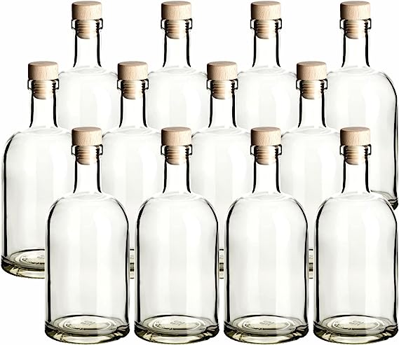 12er-Set Glasflaschen, Transparent/Hgk - 500ml, 12 Stück - 500ml