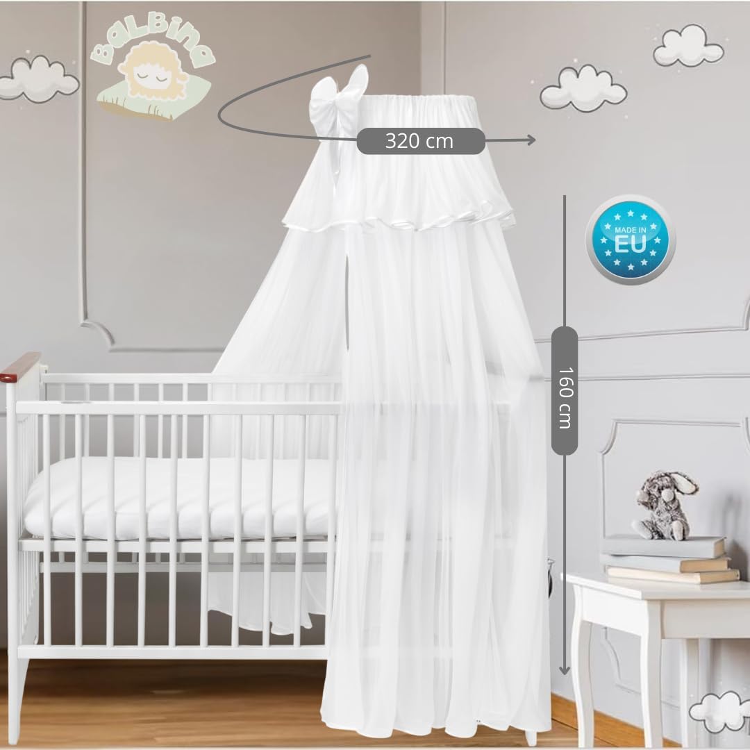Baldachin für Babybett, mit Schleifen, Weiß durchsichtig 2