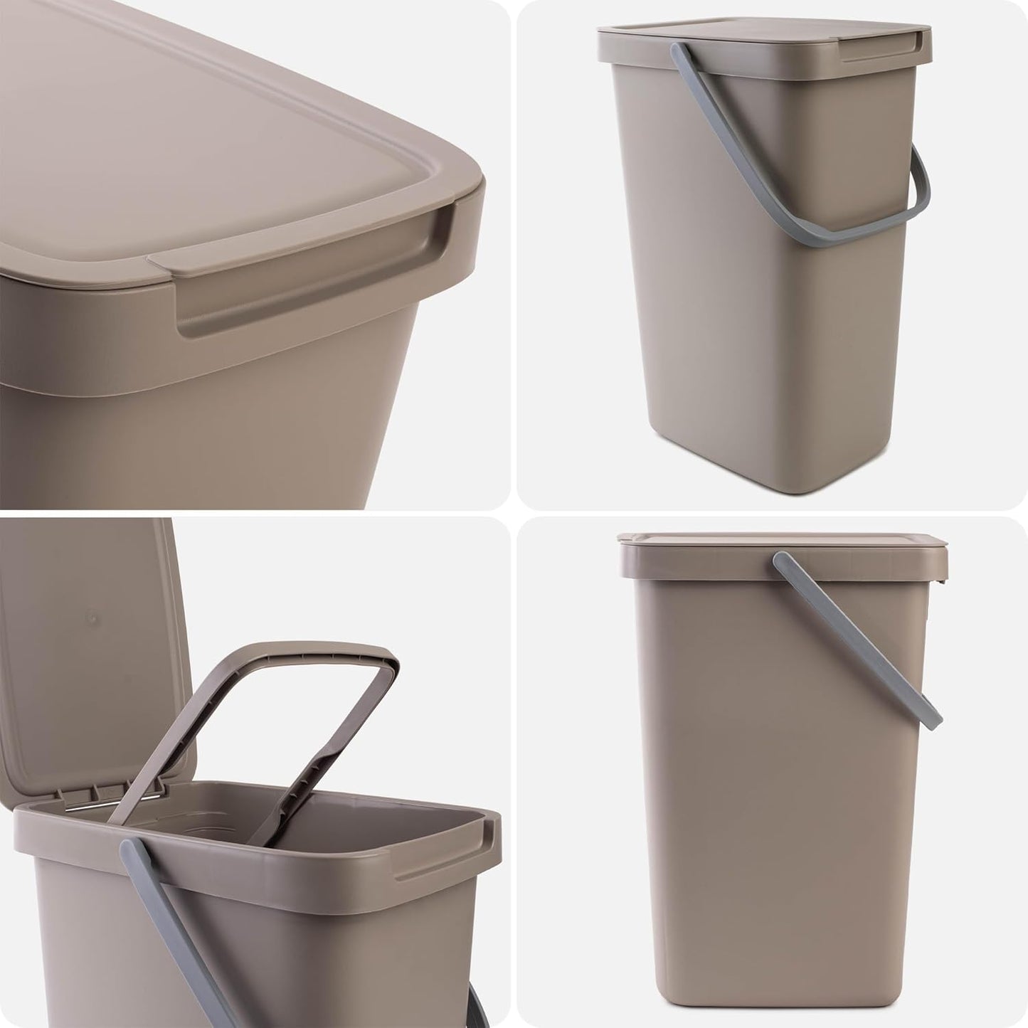 Mülleimer mit Klappdeckel, 12L Braun