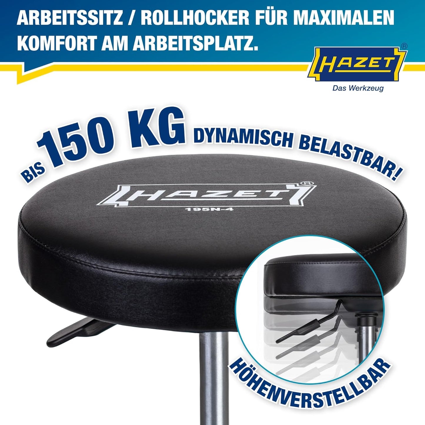 Höhenverstellbarer Arbeitssitz 195N-4 mit 5 Rollen, Neue Version