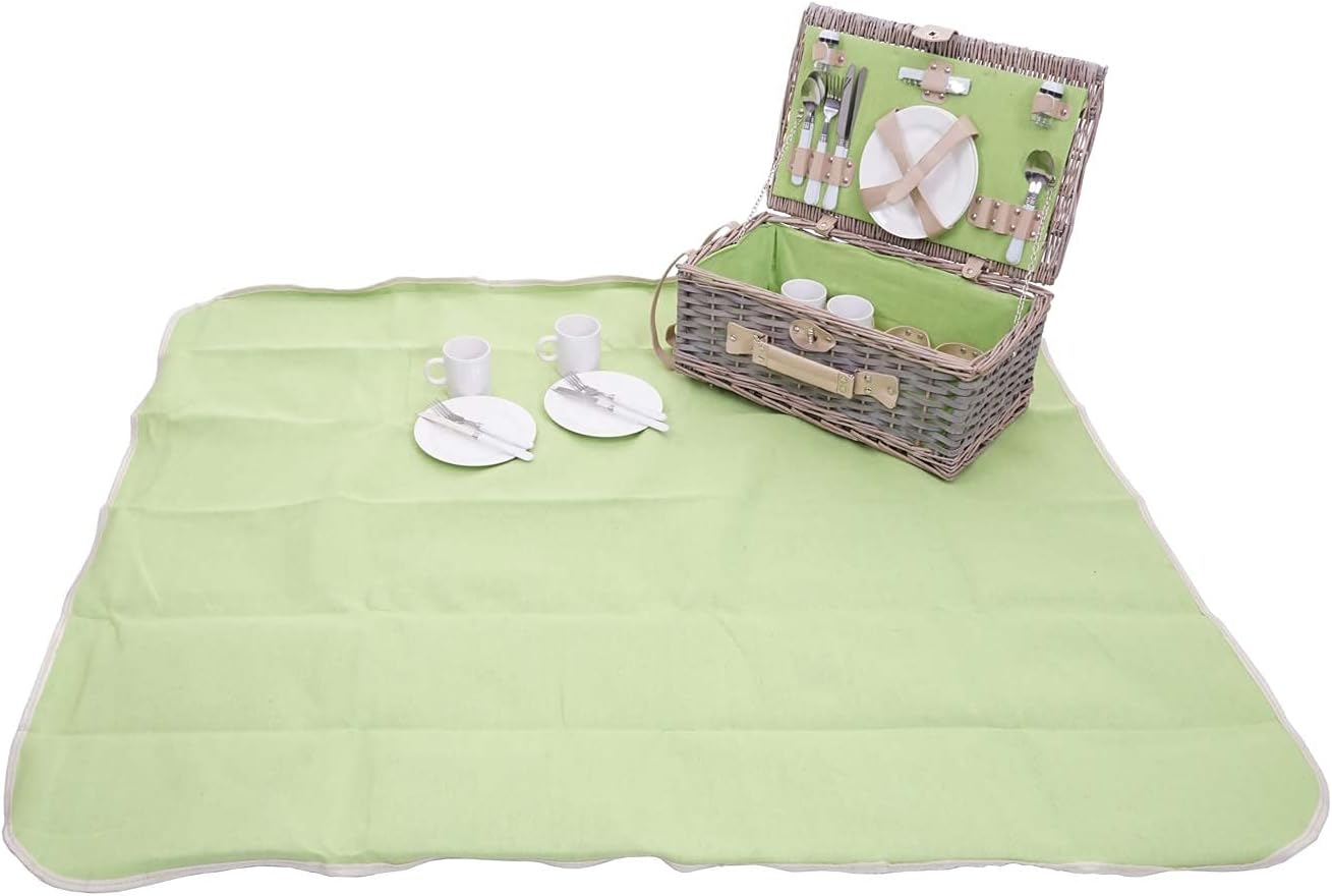 Picknickkorb-Set für 4 Personen, Grau-grün