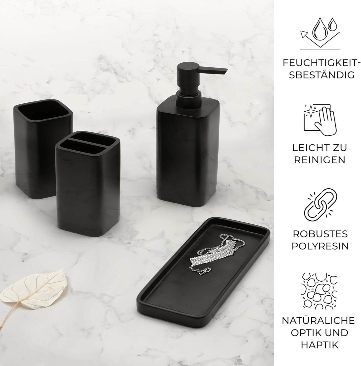 Badezimmer Organizer-Set (4-teilig), Schwarz Matte
