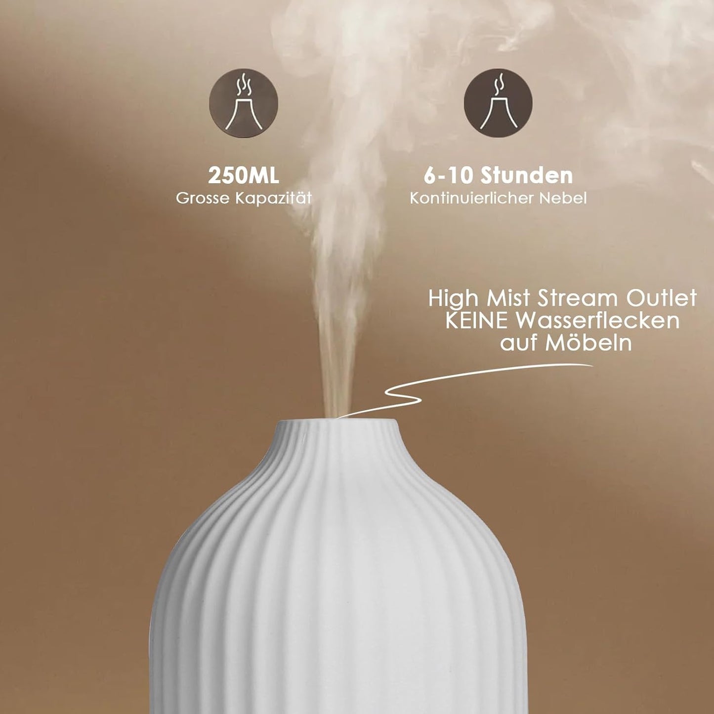 Aroma Diffuser mit Timer, Weiß 250ml