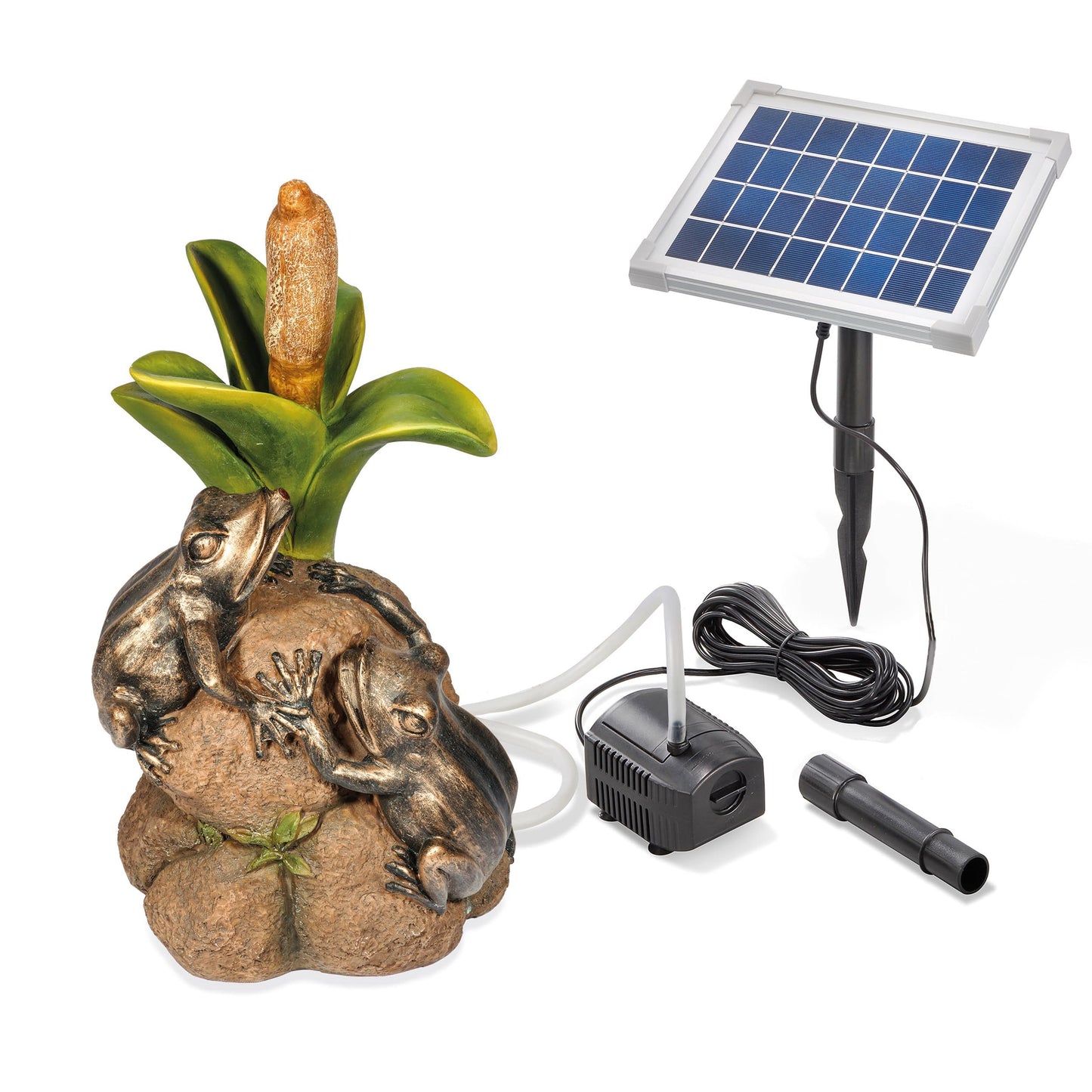 Solar Wasserspeier Komplettset Froschpaar auf Steinen