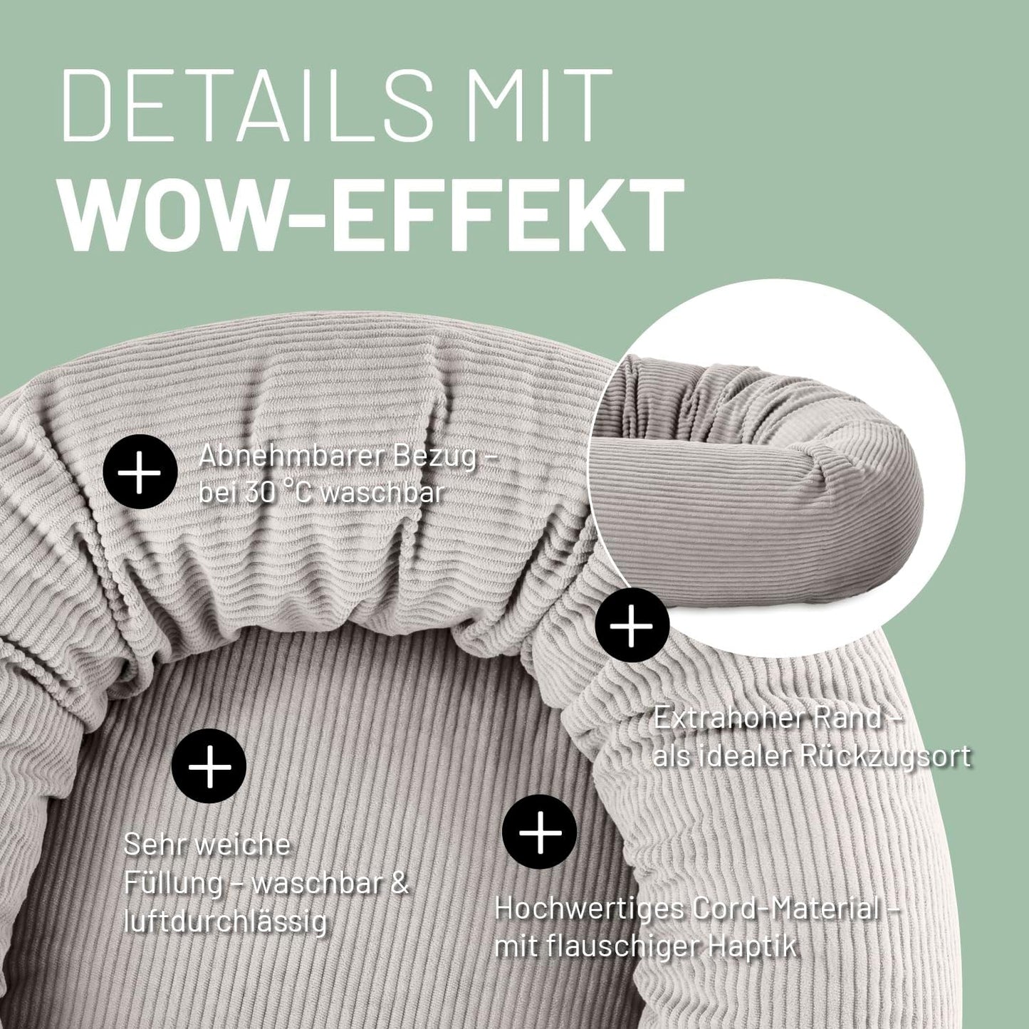 Komfort Katzenbett mit rutschfestem Boden (60 cm), Beige