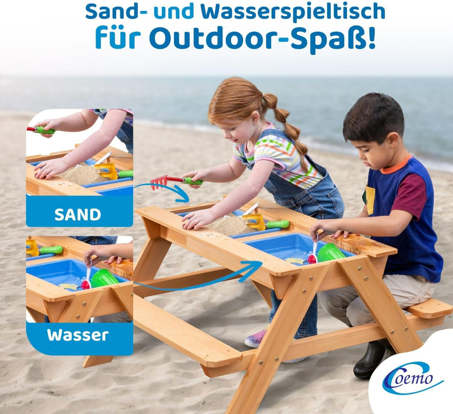 2 in 1 Kindersitzgruppe mit Sand- & Wasserspieltisch