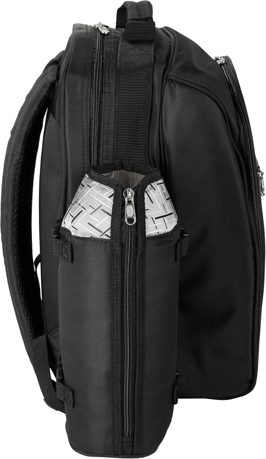 Picknickrucksack für 4 Personen inkl. Kühlfach + Iso-Flaschenhalter, Schwarz Silber - 4 Personen