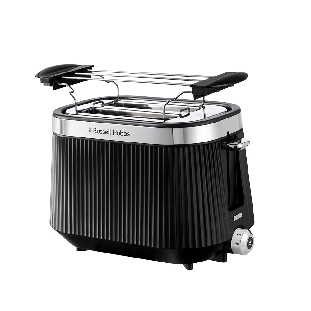 Toaster für 2 Scheiben mit Brötchenaufsatz, 2 Scheiben Schwarz
