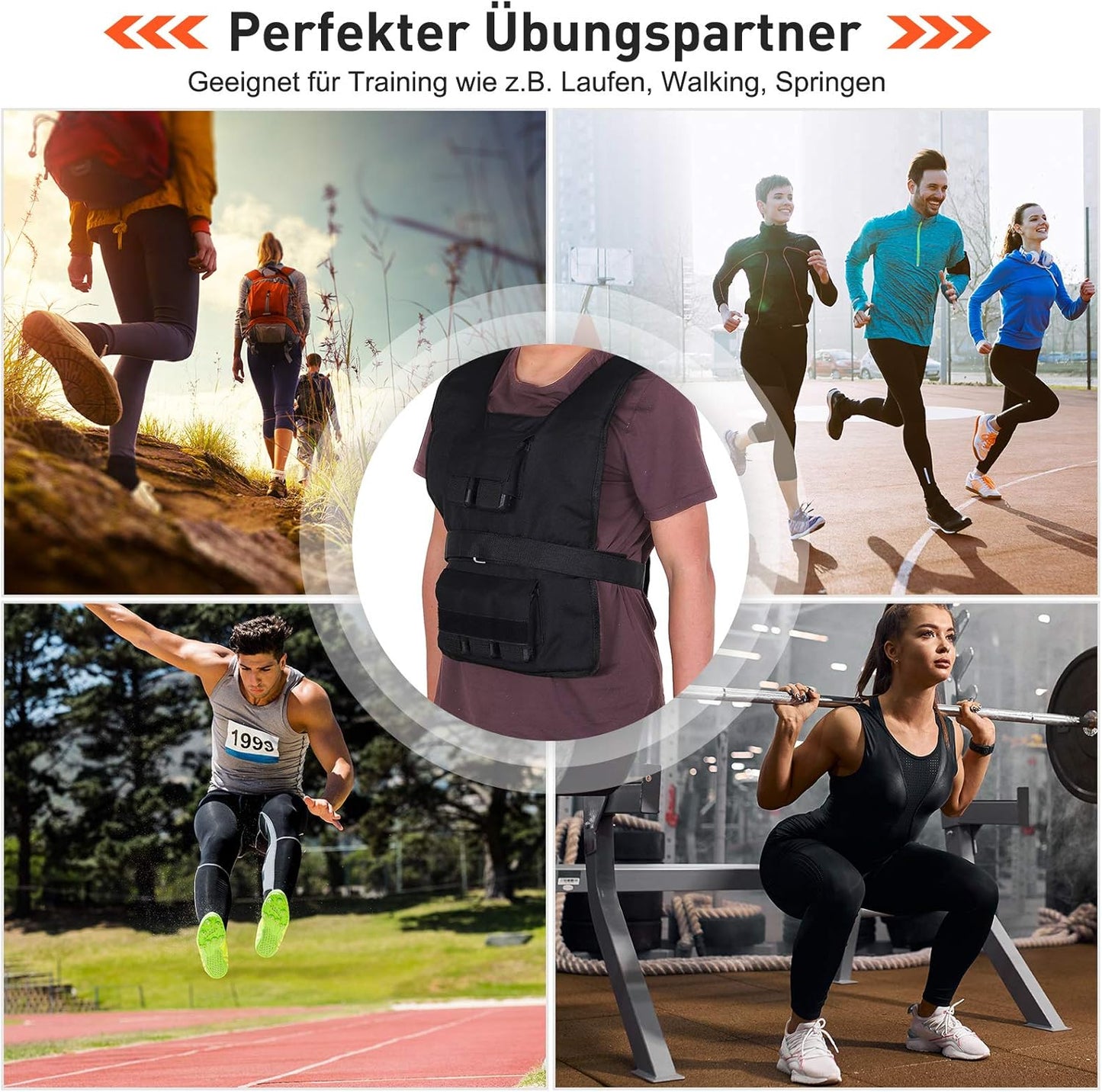 Verstellbare Gewichtsweste für Krafttraining (20 kg), 20 Kilogramm