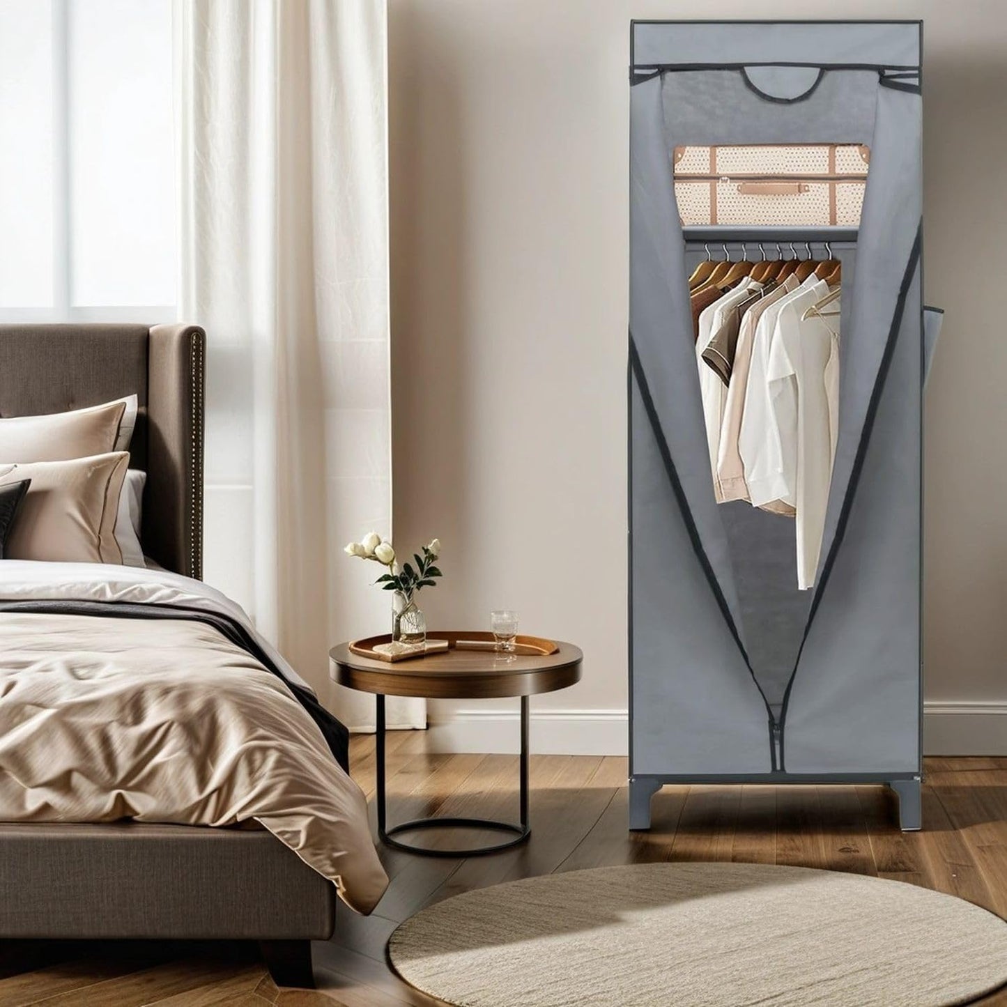 Stoffschrank mit Reissverschluss und Kleiderstange
