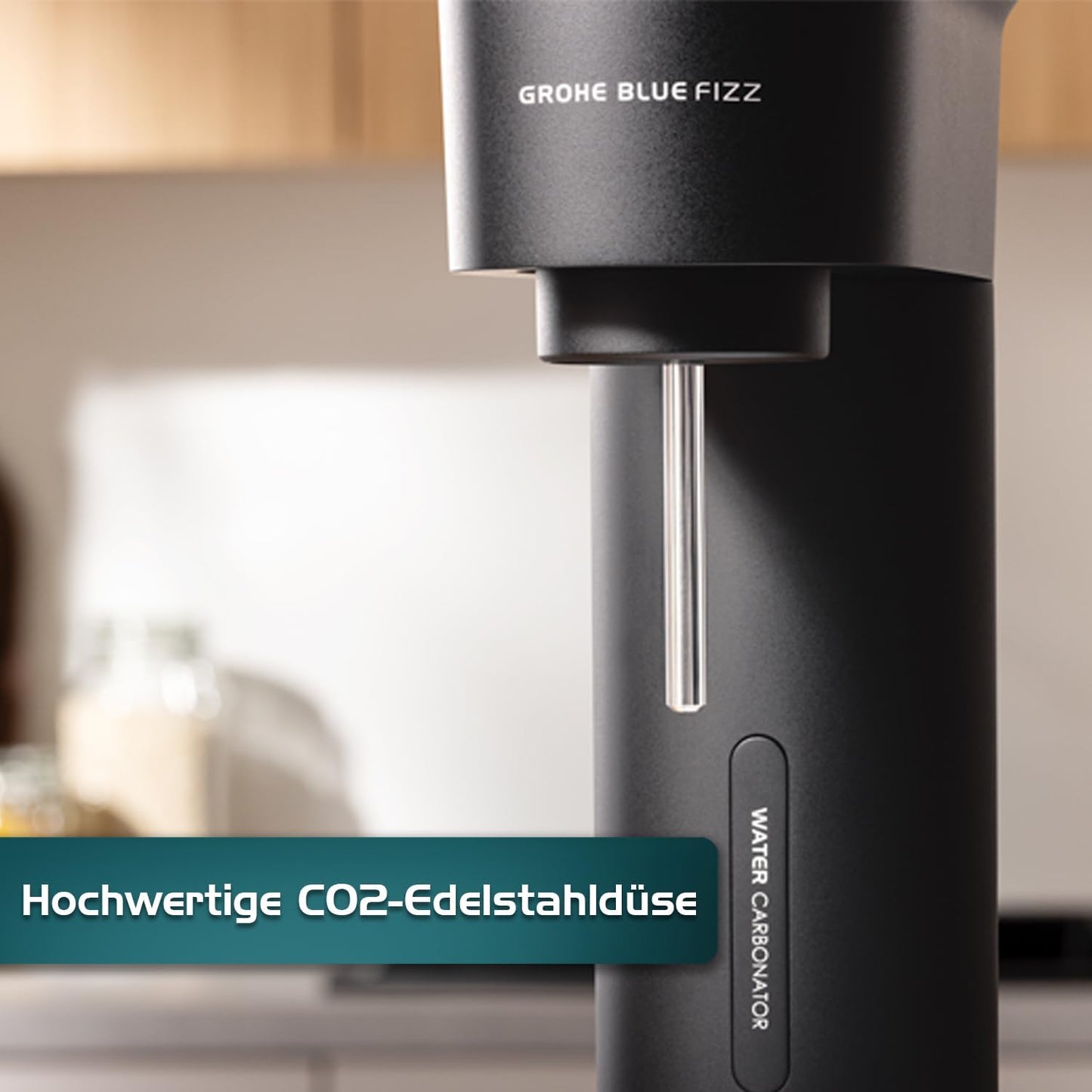 Blue FIZZ Wassersprudler mit 3 CO2-Stufen (inkl. 0,85l Flasche), ohne CO2 Display