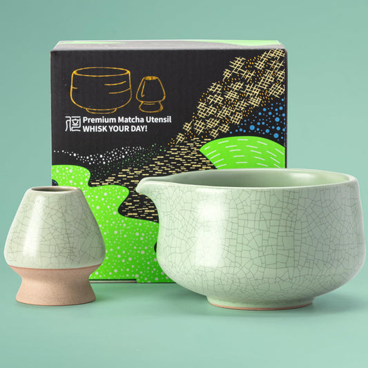 2-teiliges Matcha Schalen-Set mit Ausgiesser, Green