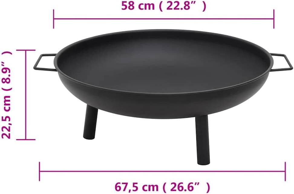 Runde Feuerschale, Schwarz 67.5 x 58 x 22.5 cm