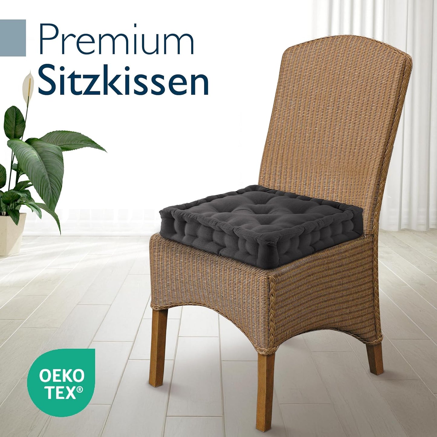 4-teiliges Bodenkissen-Set Mila, 50x50 cm, mit Tragegriff, 4 Kissen Anthrazit
