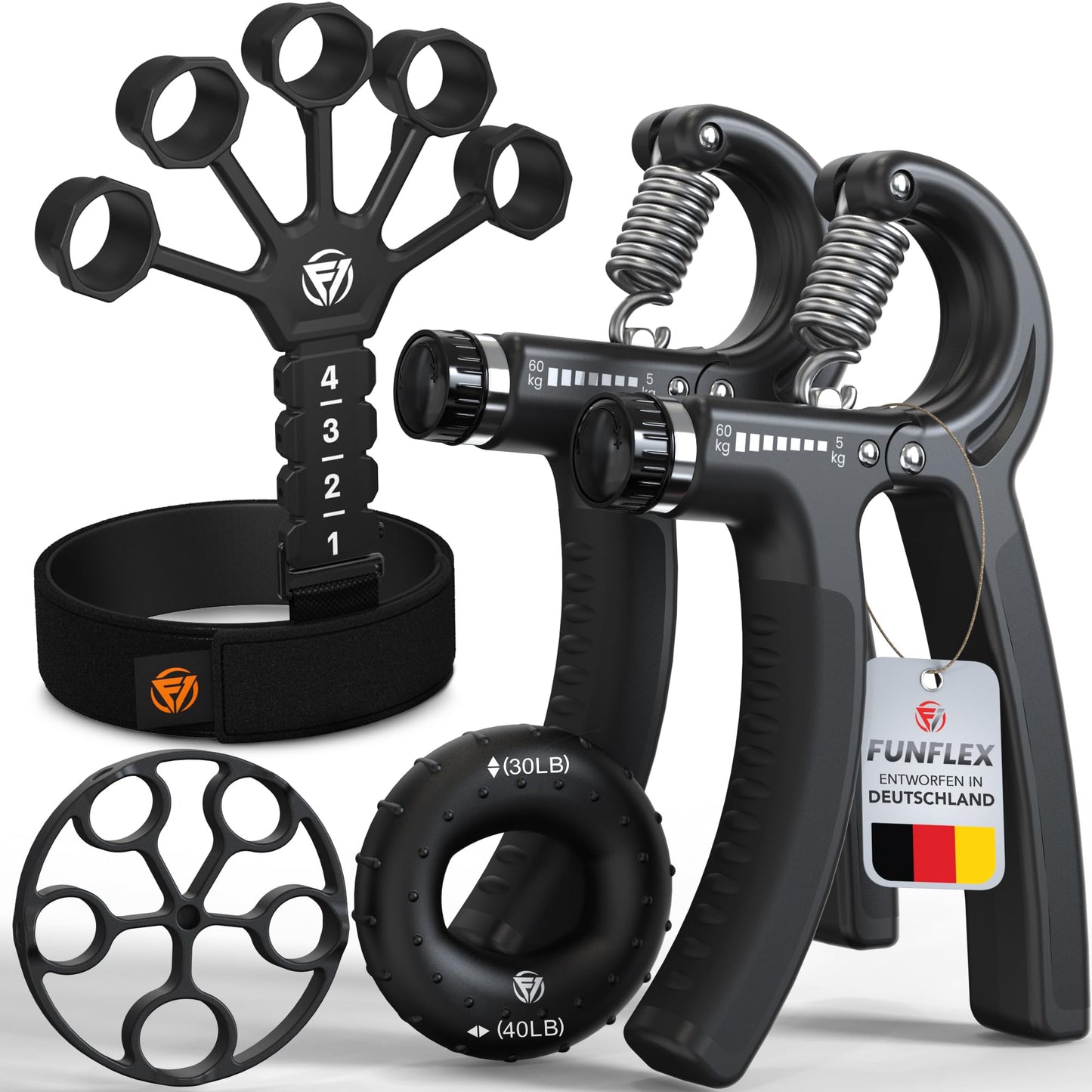 5-teiliges Handtrainer-Set, Schwarz 5er Set