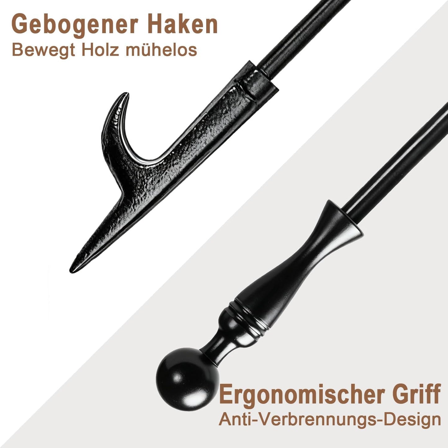 Kaminzangen-Set mit Schürhaken & Feuerzange, Feuerzange & Schüreisen