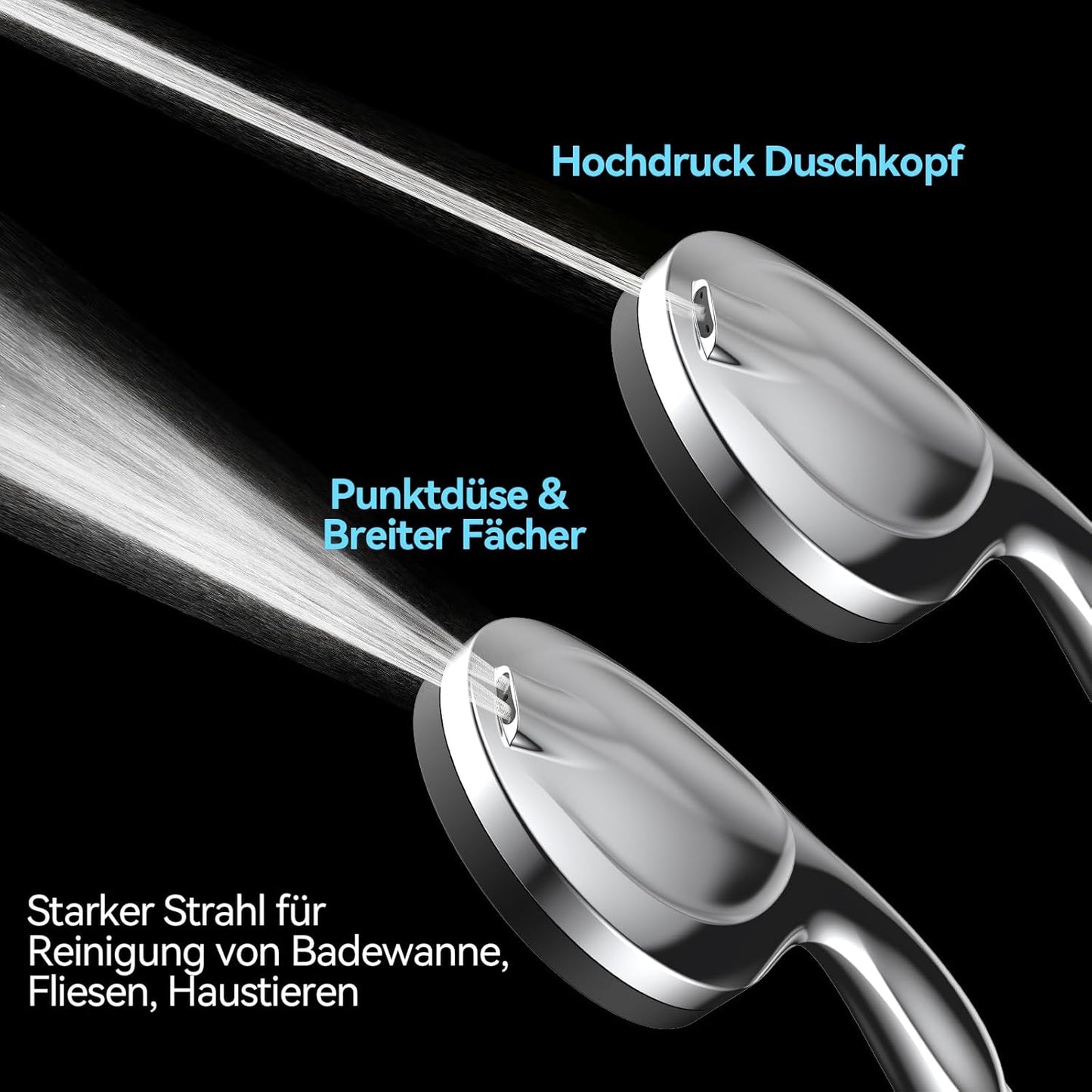 Duschkopf ‎VX-HS011 mit 10 Strahlarten und Schlauch, Duschkopf mit schlauch