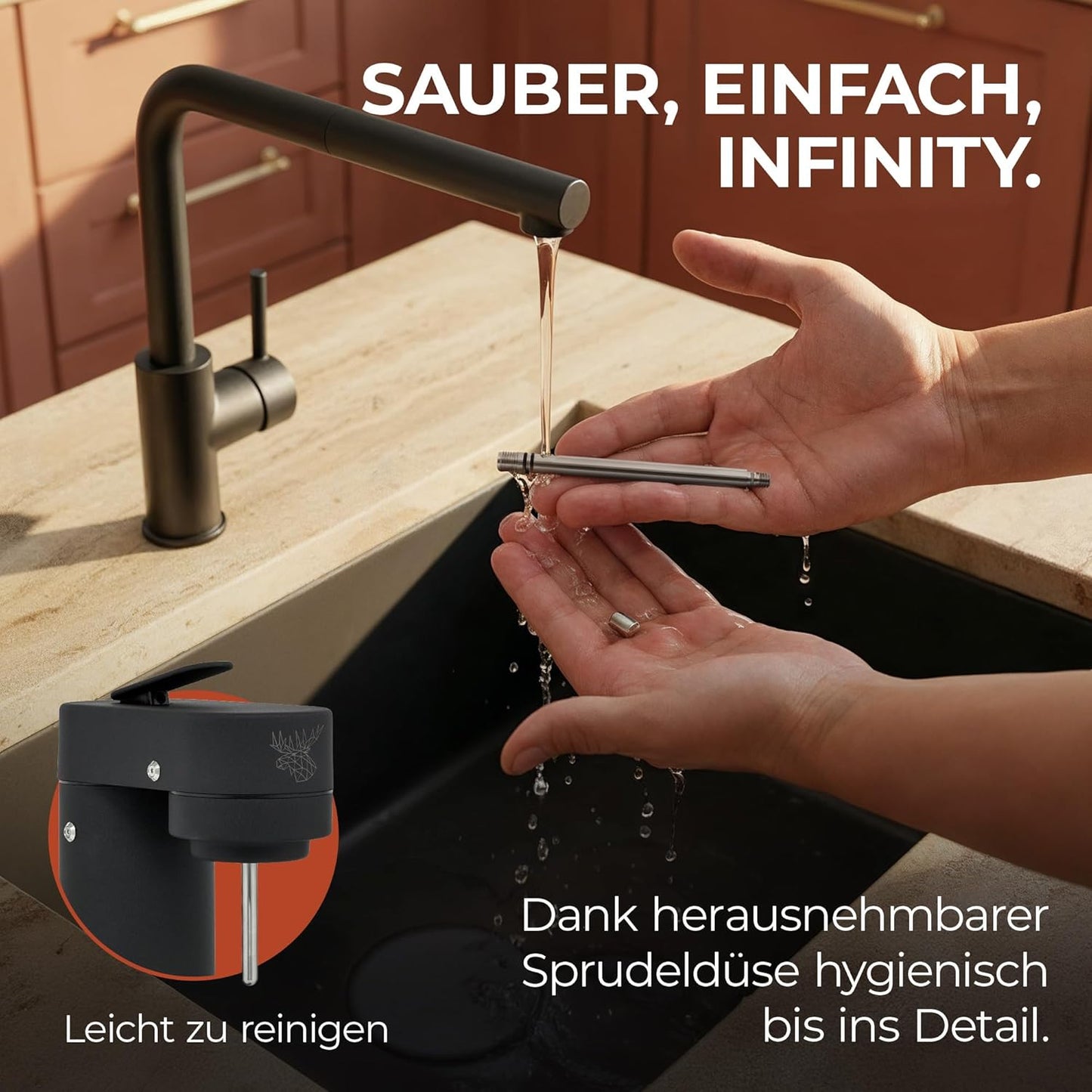 Infinity-S Wassersprudler, Black/Sand 1,25L (2 Stück)