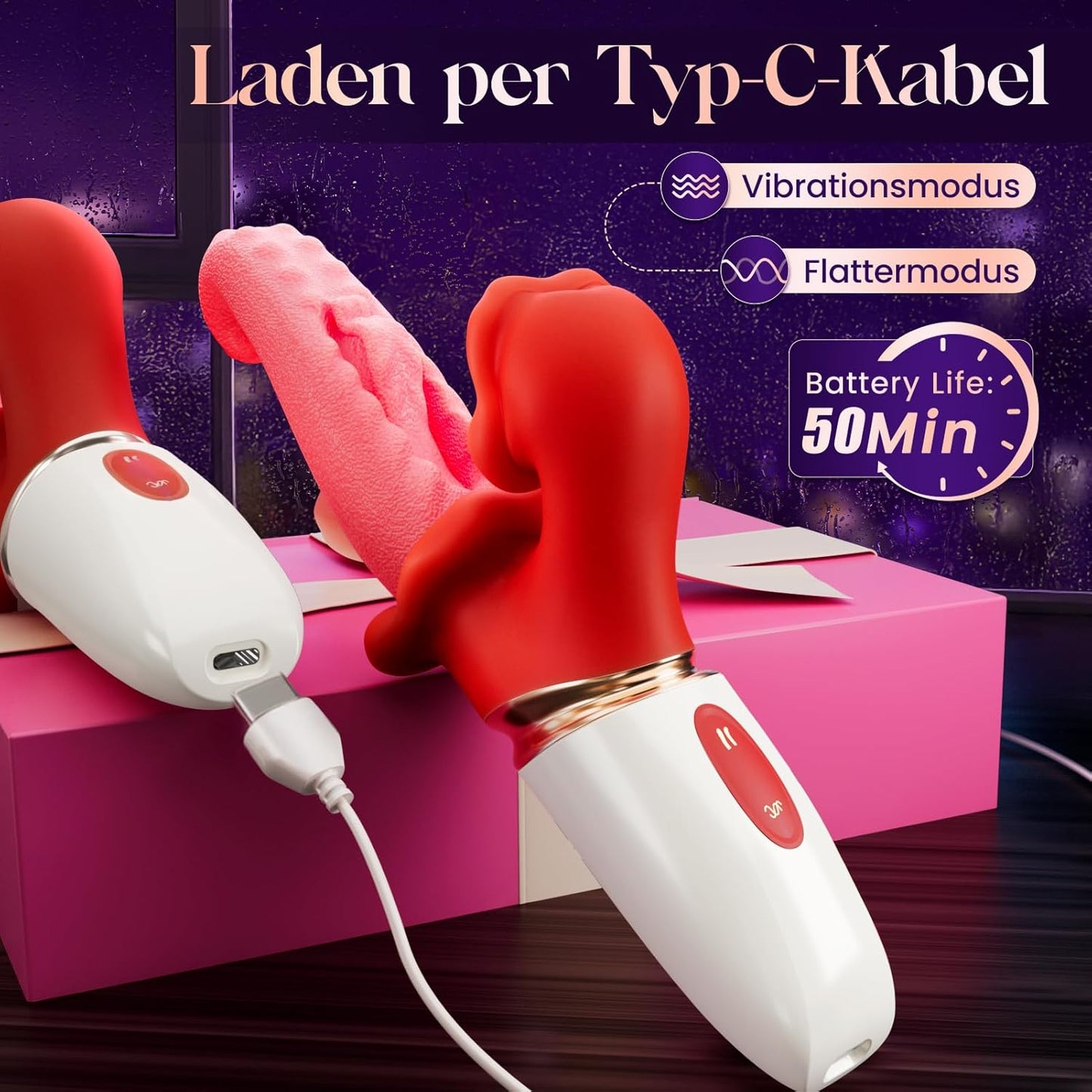 Vibrator mit Klitorisstimulation, 7 Modi
