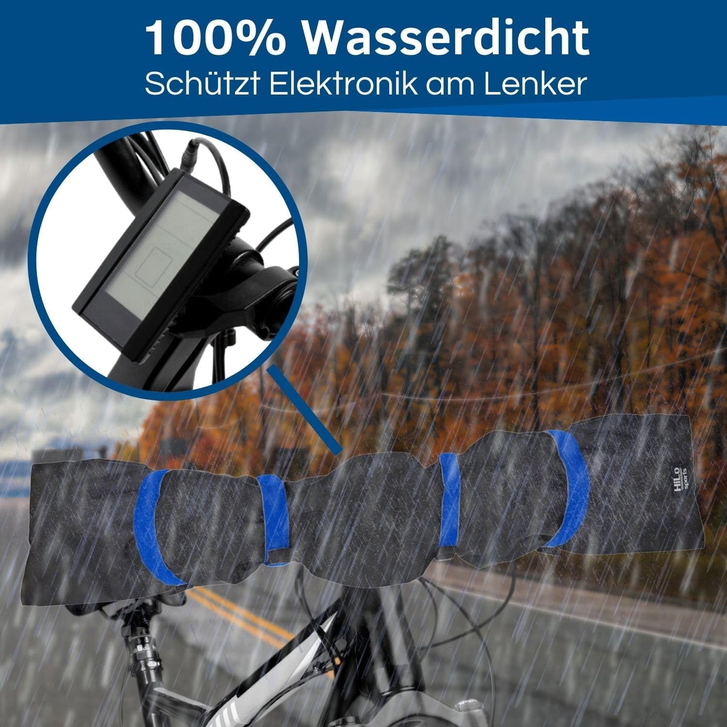 Lenkerschutzhülle wasserdicht für E-Bike-Lenker, Blau