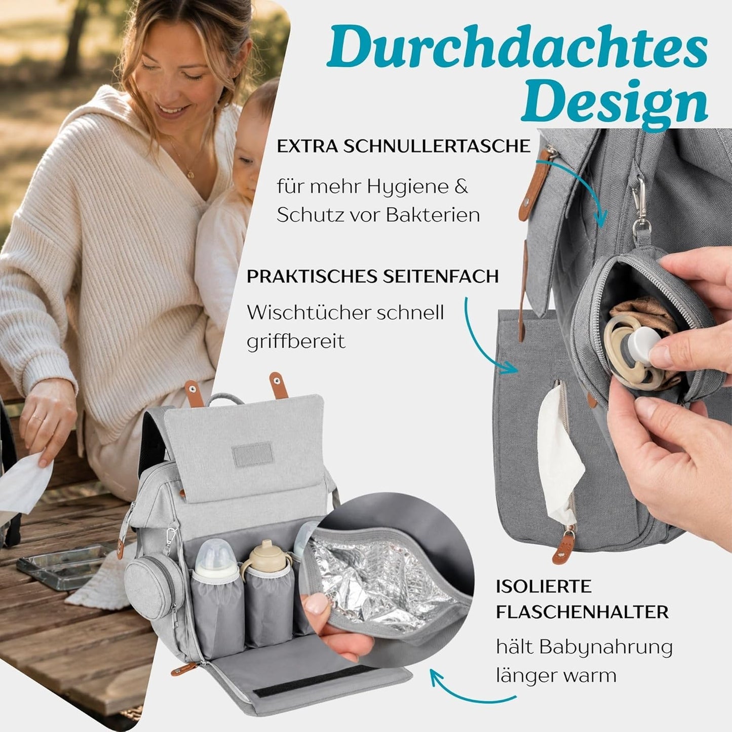 Wickelrucksack mit Wickelunterlage, Navy [02] Ohne Personalisierung