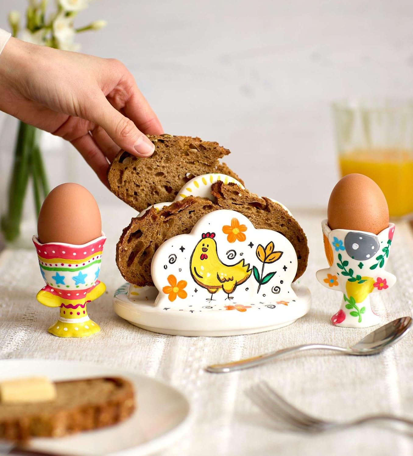 Keramik-Bemalen-Set Frühstücks-Glück, 2er-Set Frühstücks-Glück