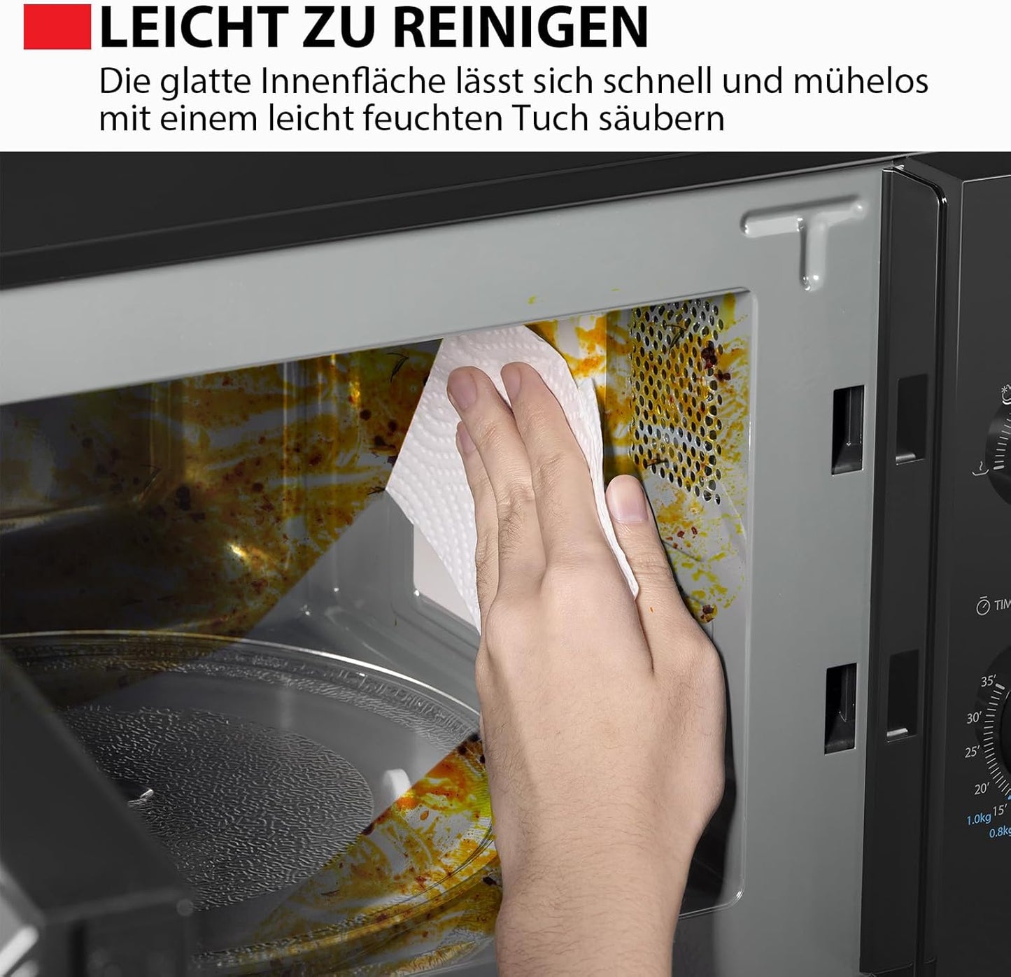 MW2-MG20PE(BK) Mikrowellenherd mit Grill- & Kombigarfunktion, Schwarz 20L Grill