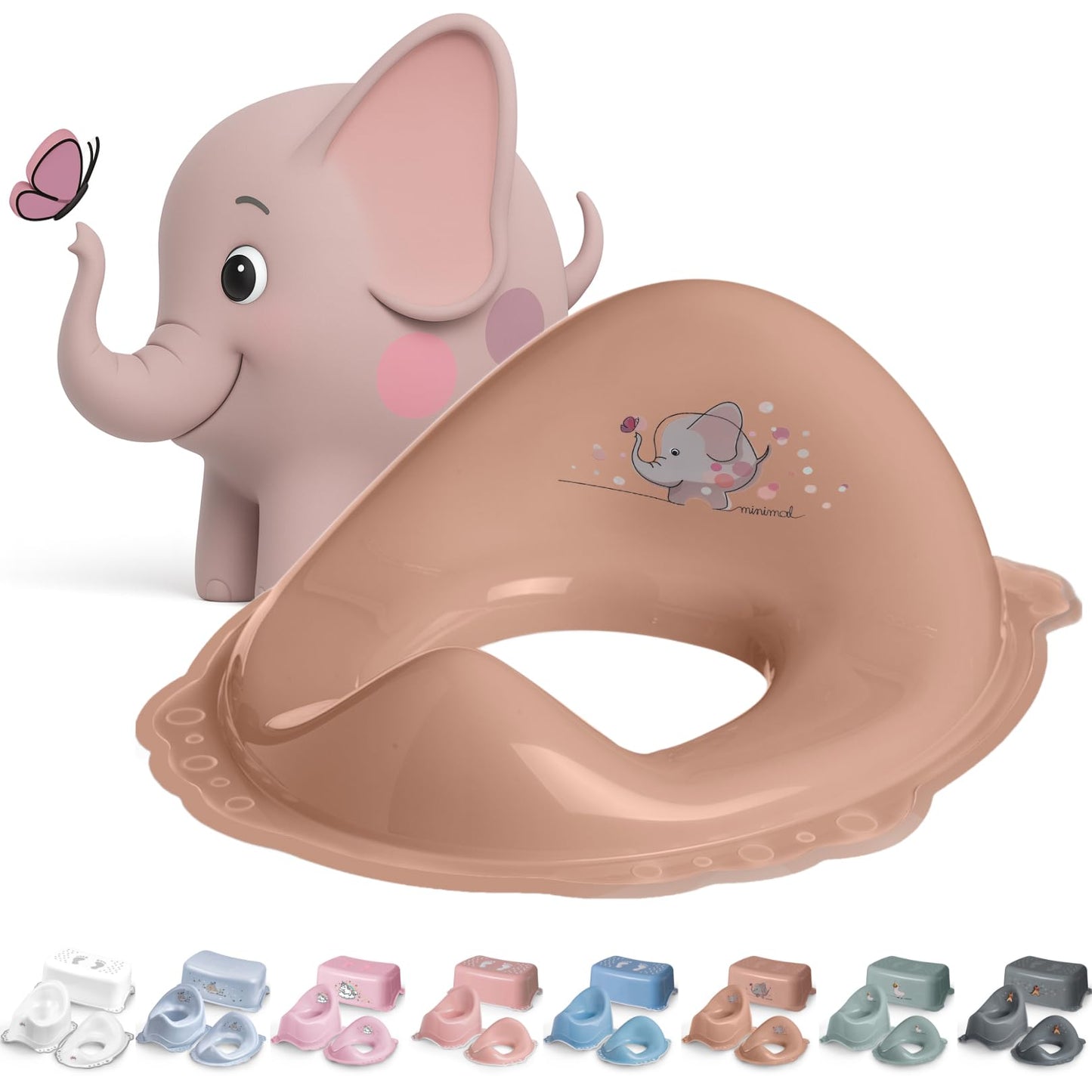 Rutschsicherer Kindertoilettensitzaufsatz, Elefant Toilettenaufsatz