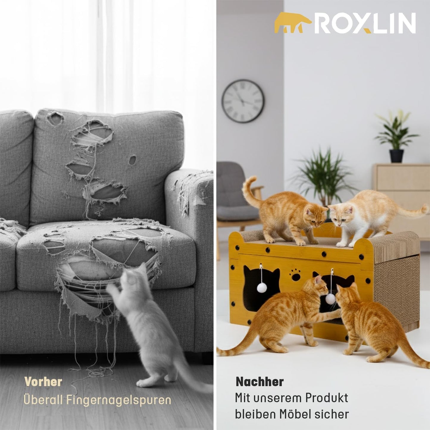Katzen TV-Möbel mit Kratzfläche und Höhlen, TV-Modell