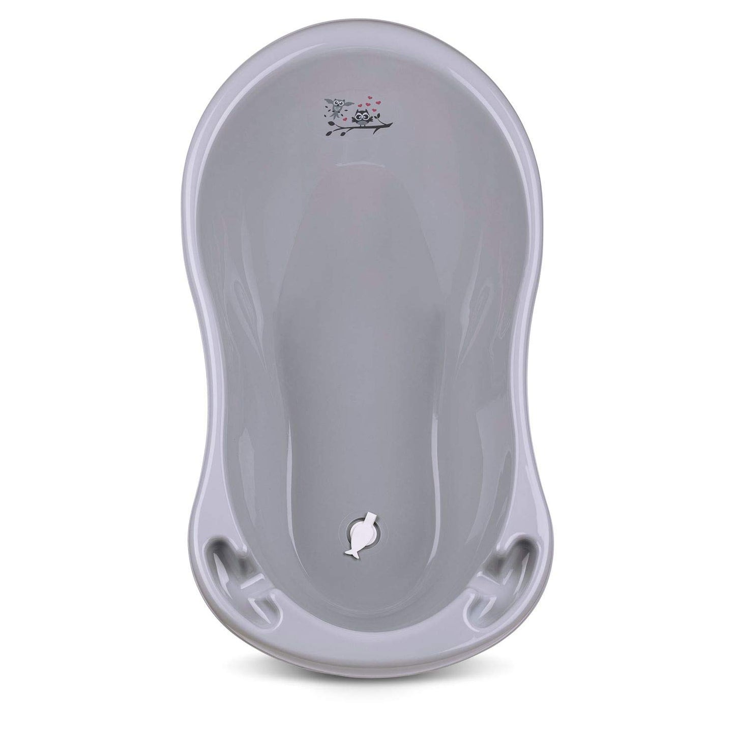 Babybadewanne mit Stöpsel, BPA-frei, 86 cm, Eule Grau 1 - Set