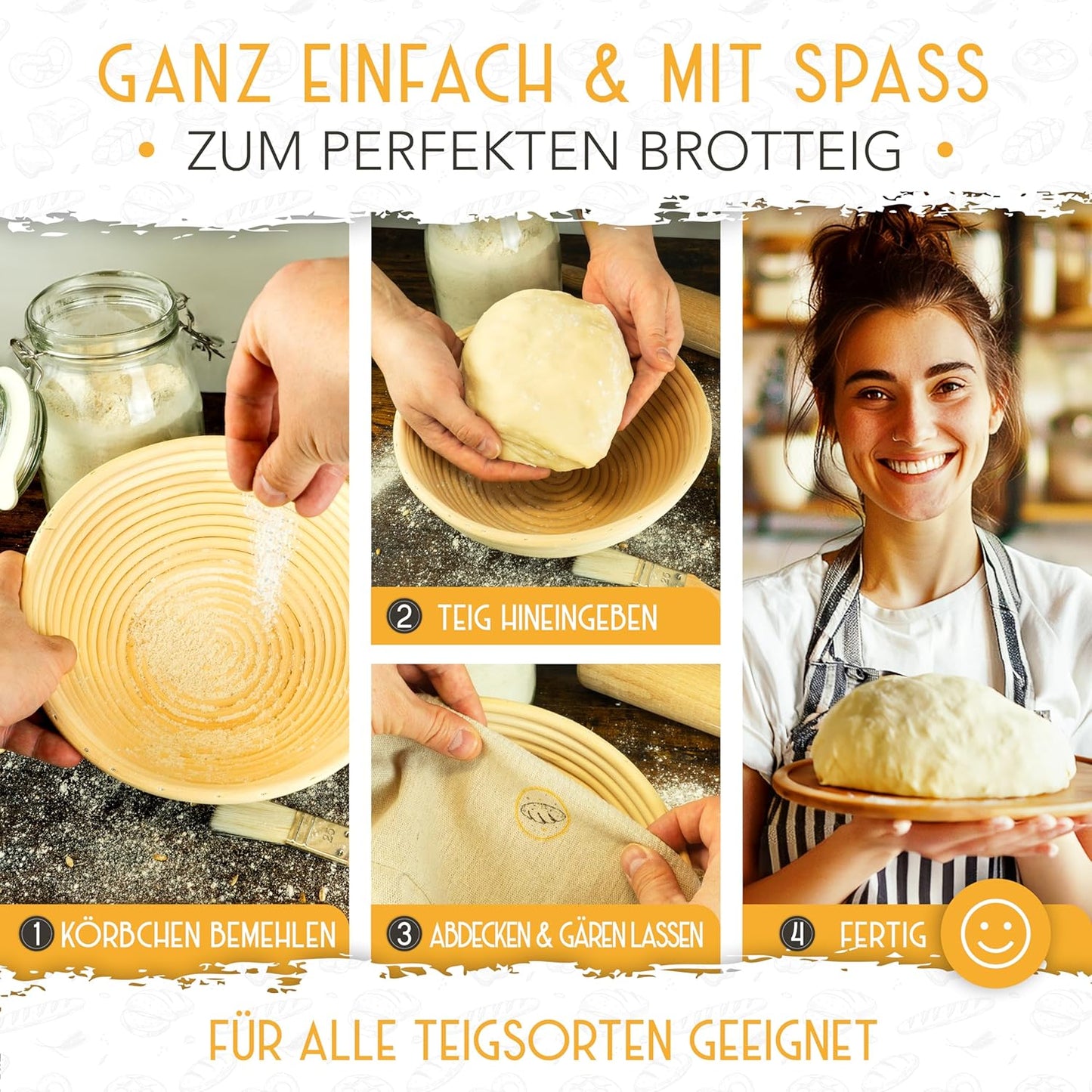 Rundes Gärkörbchen aus Rattan, Gärkorb 22cm rund