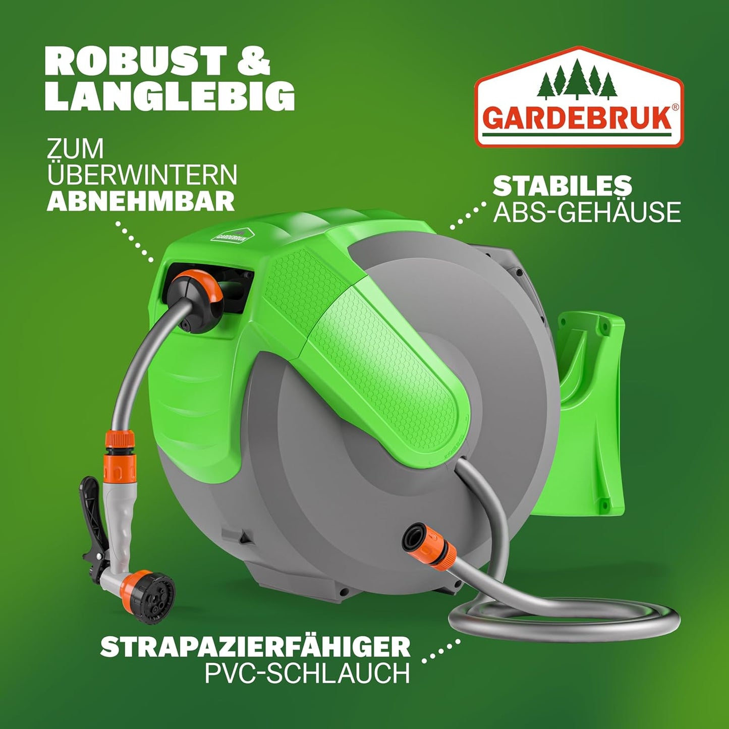 Schlauchtrommel mit Handbrause, 20m