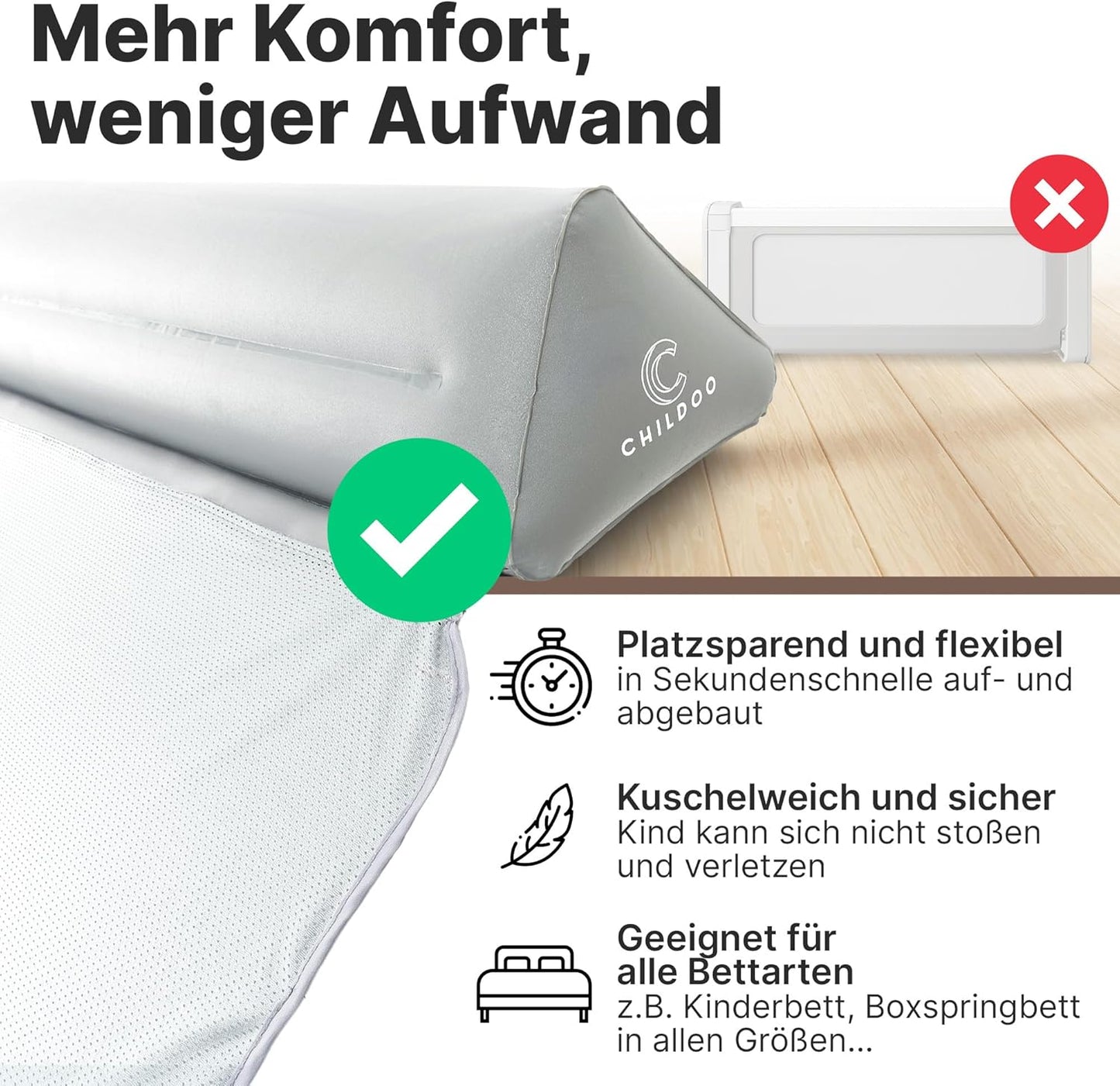 Aufblasbare Reise-Rausfallschutz für Kinder, Einzelpack