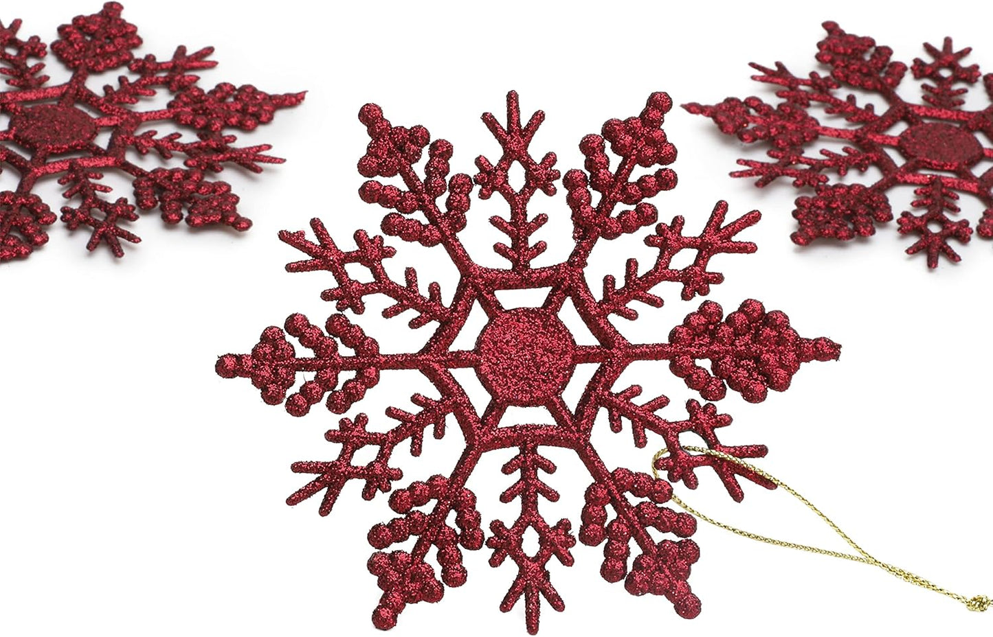 Glitter-Schneeflocke zum Aufhängen, 12 Stück, Rioja Rot