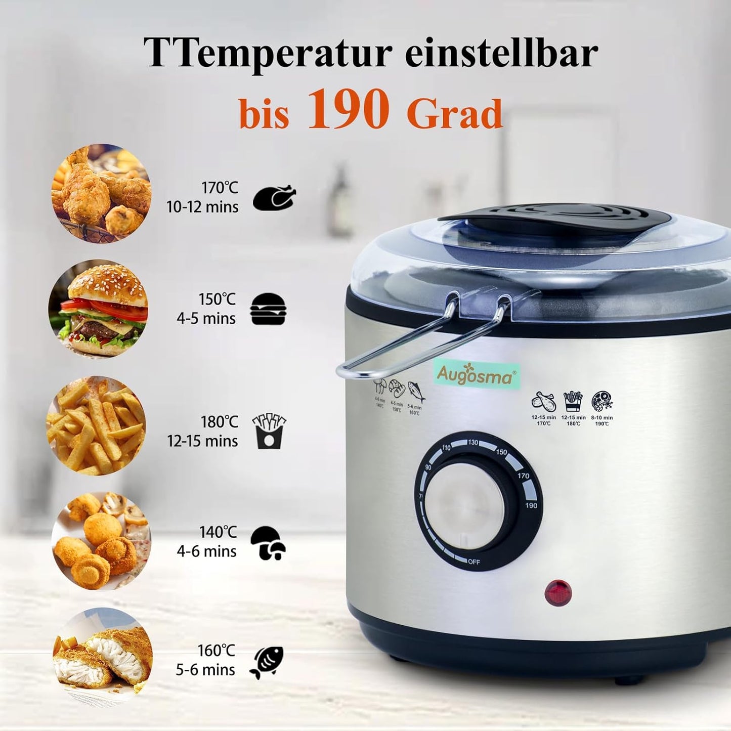 Mini Fritteuse, 1L Edelstähle