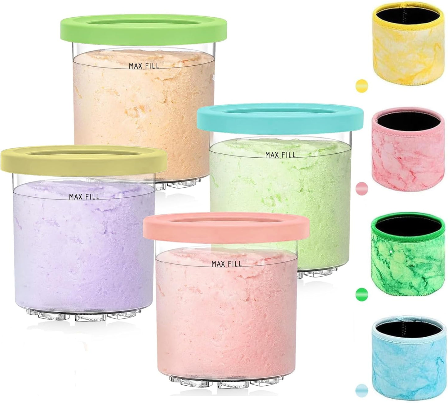 4-teiliges Creami Behälter-Set NC301 für Ninja Eismaschine, Transparent NC301