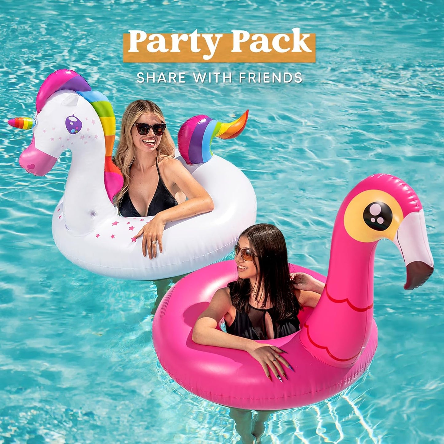 2er Pack aufblasbare Einhorn- und Flamingo-Luftmatratze mit Glitzer, 50cm Flamingo
