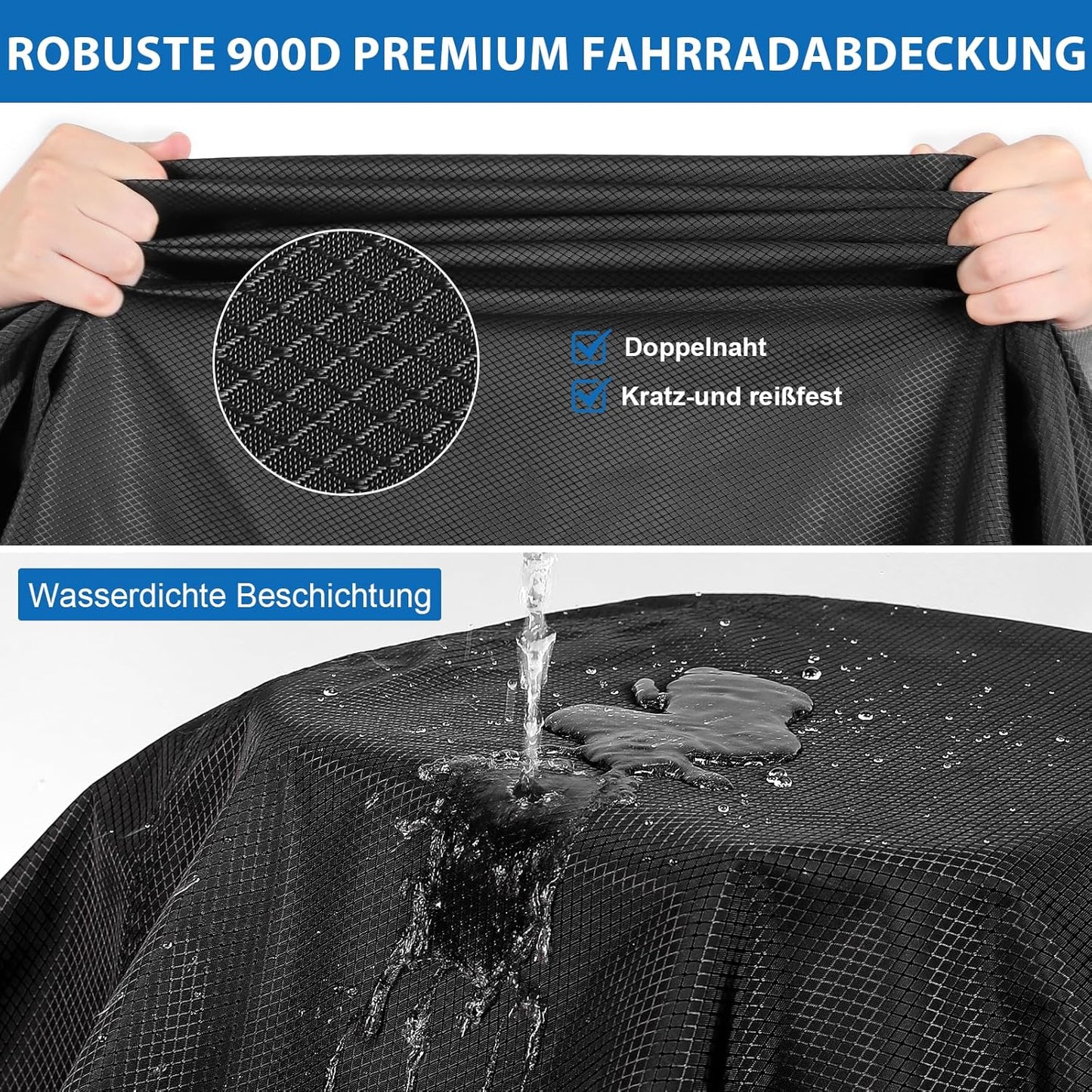 Wasserdichte Abdeckung für 2 Velos, 900D for 2 bike