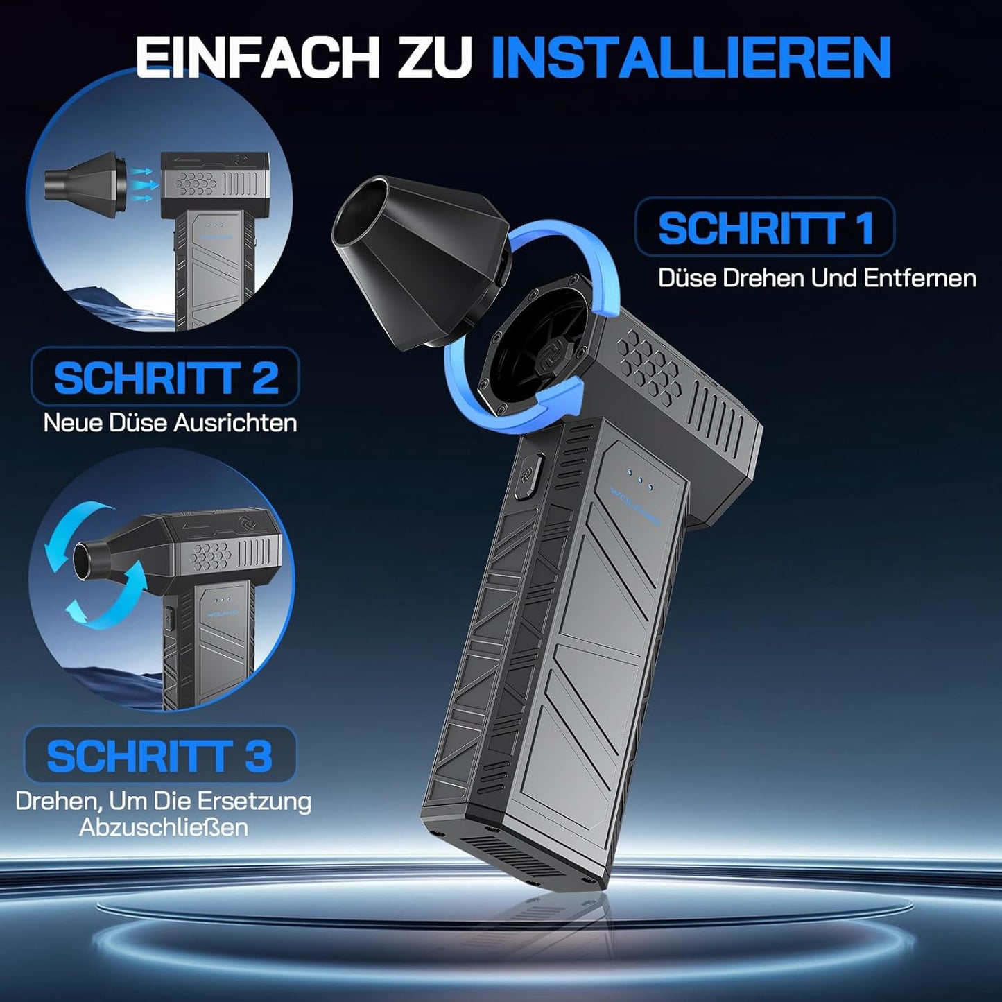 Elektrischer Luftentstauber, kabellos und leistungsstark